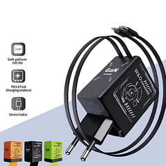 Dual Charger: Fast Charging Double Retractable Cable Travel Charger